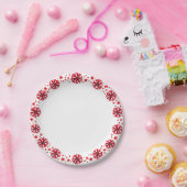 Rode Pom Poms Feest Papieren Bordje (Feest)