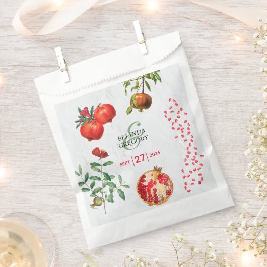 Rode Pomegranaat Botanische mediterrane bruiloft Bedankzakje (Geknipt)
