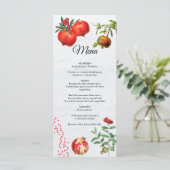 Rode Pomegranaat Botanische mediterrane bruiloft Menu (Staand voorkant)