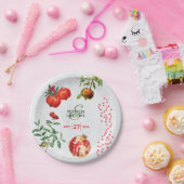 Rode Pomegranaat Botanische mediterrane bruiloft Papieren Bordje (Feest)