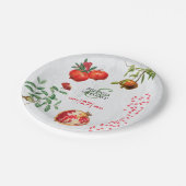 Rode Pomegranaat Botanische mediterrane bruiloft Papieren Bordje (Gekanteld)