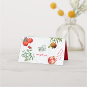 Rode Pomegranaat Botanische mediterrane bruiloft Plaatskaartje (Achterkant)