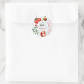 Rode Pomegranaat Botanische mediterrane bruiloft Ronde Sticker (Tas)