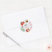 Rode Pomegranaat Botanische mediterrane bruiloft Ronde Sticker (Envelop)
