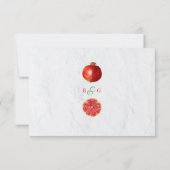 Rode Pomegranaat Botanische mediterrane bruiloft RSVP Kaartje (Achterkant)