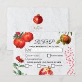 Rode Pomegranaat Botanische mediterrane bruiloft RSVP Kaartje (Voorkant / Achterkant)