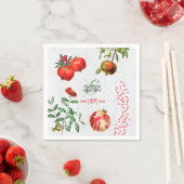 Rode Pomegranaat Botanische mediterrane bruiloft Servet (Insitu)