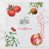 Rode Pomegranaat Botanische mediterrane bruiloft Wijn Etiket (Enkel label)