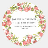  rode Pomegranaat | Retouradreslabel Ronde Sticker (Voorkant)