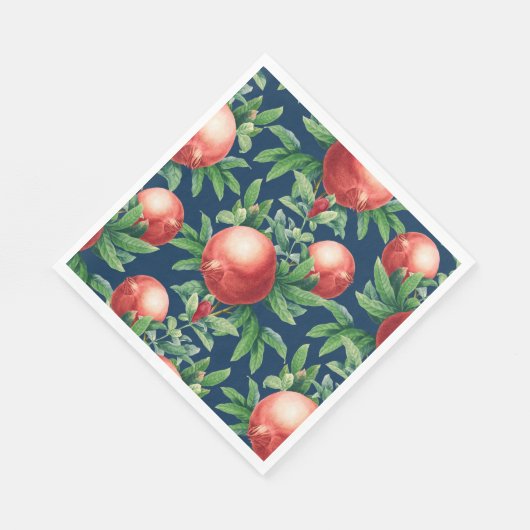 Rode Pomegranaatvruchten en groene bladeren Servet (Hoek)