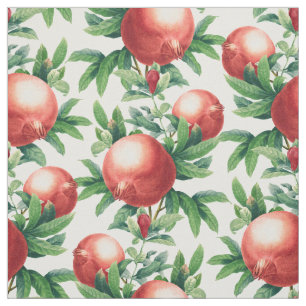 Rode Pomegranaatvruchten en groene bladeren Stof