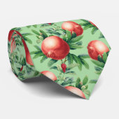 Rode Pomegranaatvruchten en groene bladeren Stropdas (Opgerold)