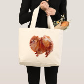 Rode Pomeranian Grote Tote Bag (Voorkant (product))