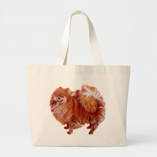 Rode Pomeranian Grote Tote Bag (Voorkant)