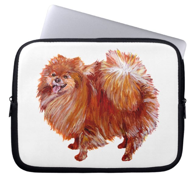 Rode Pomeranian Laptop Sleeve (Voorkant)