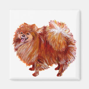 Rode Pomeranian Magneet