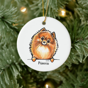 Rode pommeren Gepersonaliseerde Pet naam Keramisch Ornament