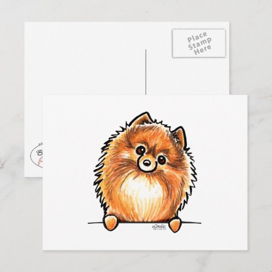 Rode pommeren omhoog briefkaart (Voorkant / Achterkant)