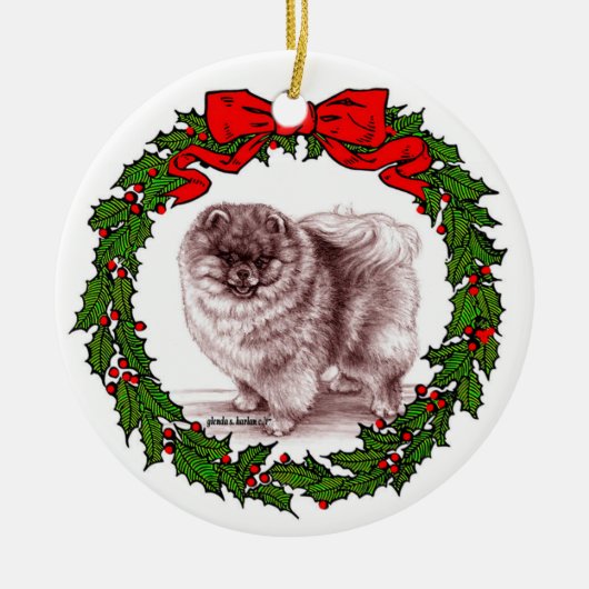 Rode Pommerse kunst door Glenda S. Harlan Keramisch Ornament (Voorkant)