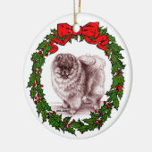 Rode Pommerse kunst door Glenda S. Harlan Keramisch Ornament (Links)