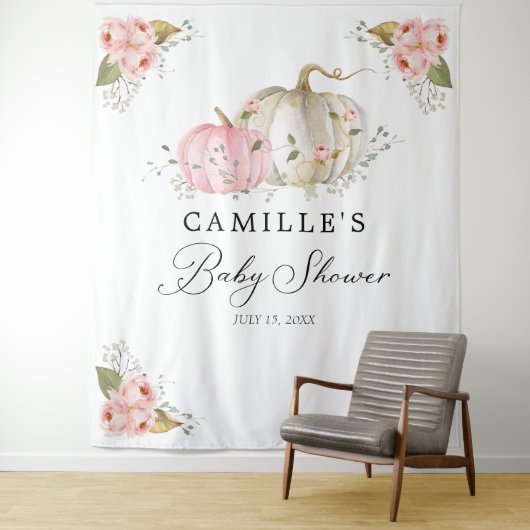 Rode Pompoen Meisje Baby Shower Feest Achtergrond Wandkleed (In situ)