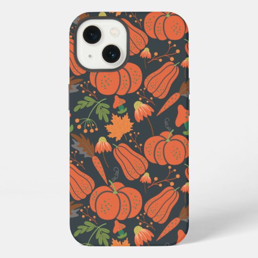 Rode pompoen naadloos patroon en wortels iPhone hoesje (Achterkant)