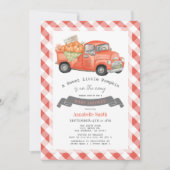 Rode Pompoen Truck Gingham Baby Shower Kaart (Voorkant)