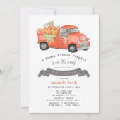 Rode pompoen vrachtwagen Gingham Baby shower Kaart (Voorkant)