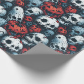 Rode pompoenen en schedels Halloween Cadeaupapier (Hoek)