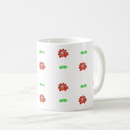 Rode Ponsettia Vloerthee en koffie-Mok Koffiemok (Voorkant rechts)