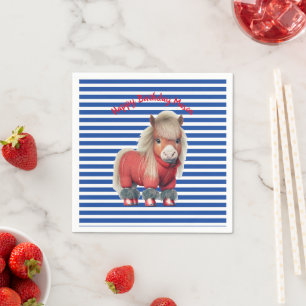 Rode Pony blauwe streep Papier Bord Servet