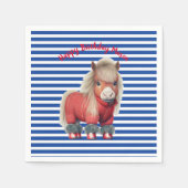 Rode Pony blauwe streep Papier Bord Servet (Voorkant)