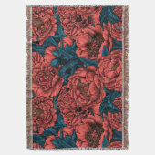 Rode pony-bloemen en -moten deken (Voorkant Verticaal)