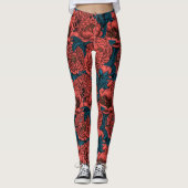Rode pony-bloemen en -moten leggings (Voorkant)