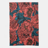 Rode pony-bloemen en -moten theedoek (Verticaal)