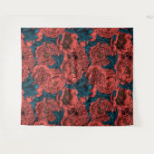 Rode pony-bloemen en -moten wandkleed (Voorkant (horizontaal))