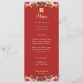 Rode pony flora Chinese bruiloft dubbel geluk Menu (Voorkant)