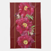 Rode pony met olie op donkere rode achtergrond theedoek (Verticaal)