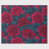 Rode pony tuin in donkerblauw cadeaupapier (Vlak)