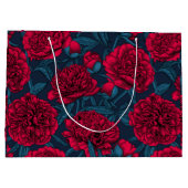 Rode pony tuin in donkerblauw groot cadeauzakje (Achterkant)