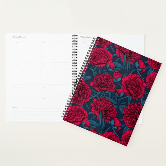 Rode pony tuin in donkerblauw planner (Display)