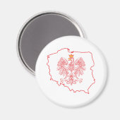 Rode Poolse kaart met Eagle Magneet (Voorkant / Achterkant)