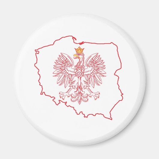 Rode Poolse kaart met Eagle Magneet (Voorkant)