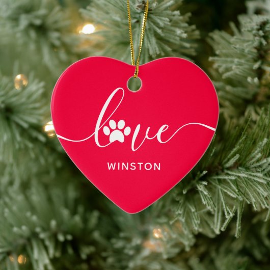 Rode Pootafdruk Huisdierherdenking Keramisch Ornament (Boom)