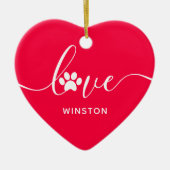 Rode Pootafdruk Huisdierherdenking Keramisch Ornament (Voorkant)