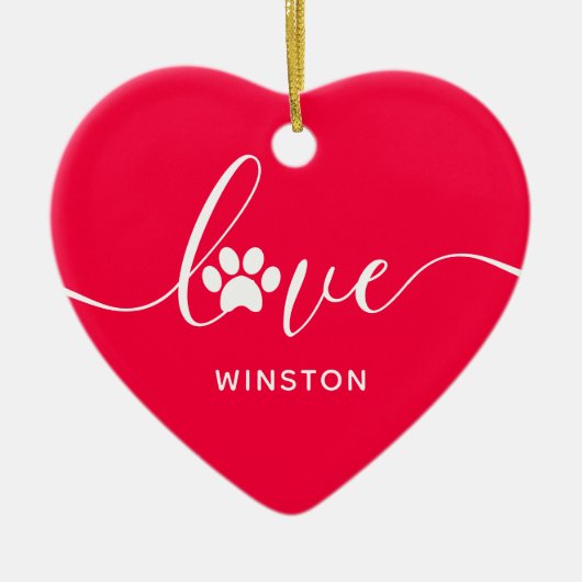 Rode Pootafdruk Huisdierherdenking Keramisch Ornament (Voorkant)