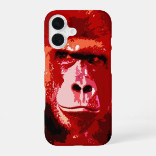 Rode Pop Art Gorilla iPhone 16 Hoesje