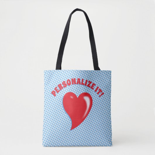 Rode Pop Art Hart Tote Bag (Voorkant)