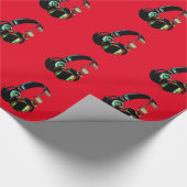 Rode Pop Art Hoofdtelefoon Kerst Wrapping Paper Cadeaupapier (Hoek)