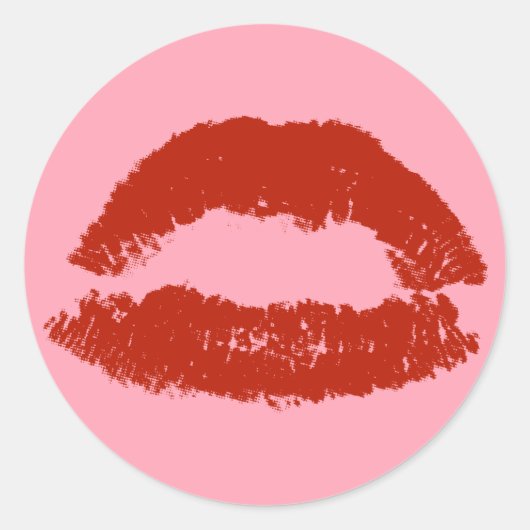 Rode Pop Art Lippen Ronde Sticker (Voorkant)
